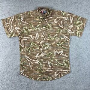 Chaps Ralph Lauren Button Down Shirt Men's M Brown Tropical Leaf Safari NWT